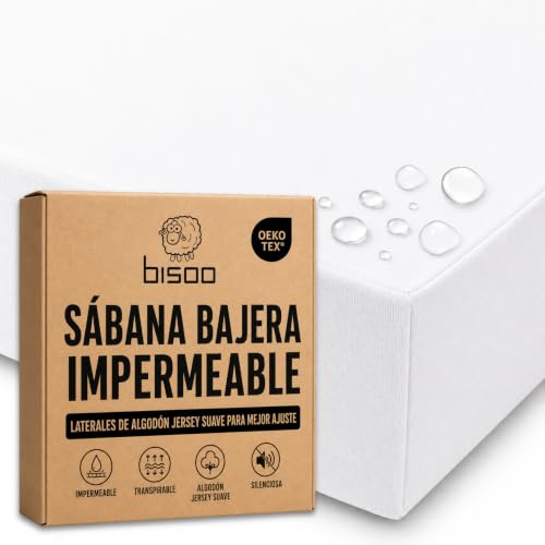Bisoo Drap Magique. Drap-Housse Imperméable 90x180 Blanc pour Lit Junior