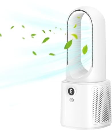 Ventilatore senza pale, per camera da letto, senza pale, oscillante, design del flusso d'aria, modalità di raffreddamento a 9 velocità, a risparmio energetico, timer regolabile, leggero e portatile