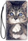 ChoosEU Hülle für Samsung Galaxy A36 5G Klapphülle Muster Handytasche Leder Schutzhülle Flip Case Stoßfeste Silikon Motive für Mädchen Handyhülle Motiv Klappbar Lederhülle Cover - Grau Katze