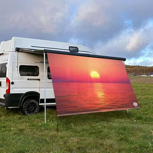 CAMPIDOO Textil Sonnensegel Sunrise | Höhe 200cm | hochwertiger Fotodruck inkl. Keder-Befestigung | Markisen-Vorderwand - Länge/Keder: 200cm / 5mm Keder
