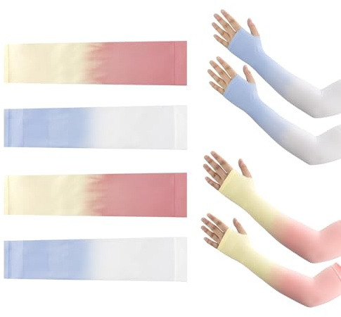 muyurra Armstulpen, 2 Paar (Rosa und Blau) – Ärmel zum Abdecken der Arme, Sonnenschutz, leicht und atmungsaktiv mit dezentem Duft, stilvoll zum Laufen, Radfahren, Autofahren, Unisex-Passform für Damen