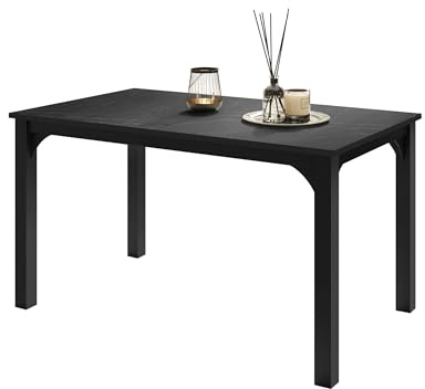 Mirjan24 Tisch für Esszimmer Fagab 140, Rechteckiger Esstisch, Ausziehbarer Tisch für Küche, L:140-178 x H:76 x B:80 cm, Küchentisch, Esszimmertisch (Schwarz/Black Pietra Grigia)