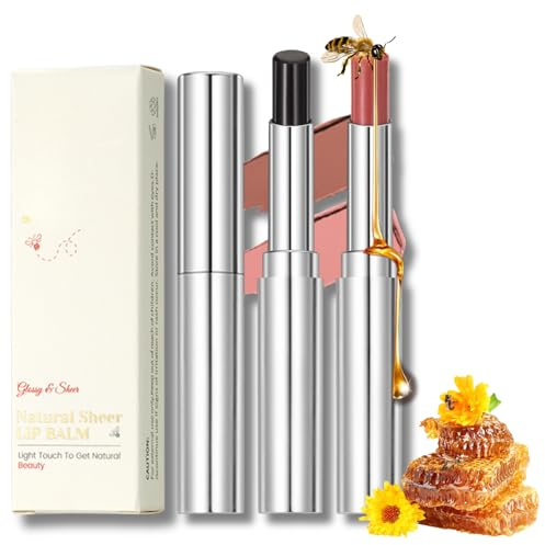 2pcs Honey Tinted Lip Balm,Black & Pink Hydrating Lip Stick,Natural Color Honey Lip Balm,Moisture Shine Black & Pink Lipstick,HoneyLip Balm For Dry Lips,Nourishing Smooth Formula Lip Care HoneyBalm