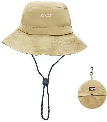 WATMHHJQ Sonnenhut (UPF 50+) Herren Damen,Unisex Boonie Hut Faltbar Sommerhut Wanderhut Safari Hut, UV-Schutz und Wasserdicht Fischerhüte für Outwork, Wandern, Angeln,Khaki