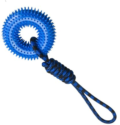 Stronrive Juguetes Chirriantes para Perros - Anillo De Dentición con Púas para Cachorros - Anillo para Morder con Cuerda para Perros Fuertes para Jardín Parques Y Exterior