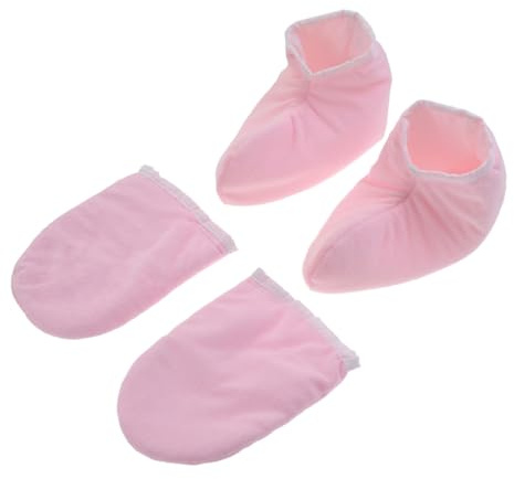 DECORNIJIA 2 Paare Paraffinwachs Handschuhe Wärmeschutzhandschuhe für Hand Fußpflege Waschbare Paraffinbad Handschuhe mit Druckknopfverschluss Frottee Material für Spa Wärmebehandlung