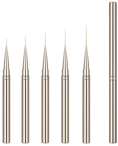 5PCS Nail Art Liner Brushes, Detail Liner Brushes Set, Nail Art Design Brush for Gel Polish, Detail Painting & Striping Professional Brush for Nails for Salon & DIY Manicure