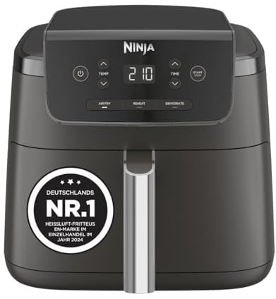Ninja AirCrisp, Friggitrice ad Aria da 4,7L, Nera, AF110EU | Cottura Senza Olio, Riscaldamento, Essiccazione, Scomparto Antiaderente