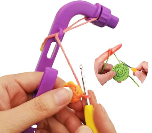 Crochet Holder for Beginners - Crochet Helper to Learn How to Crochet and Make Magic Rings 3 in 1 Crochet Yarn Tension Regulator Yarn Guide Relive Hand Fatigue Pain Gift for Crocheters Knitters