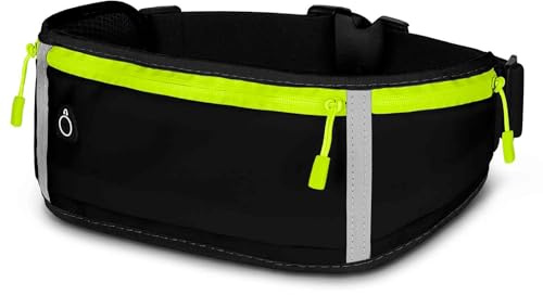 ONEFLOW Active Pro Laufgürtel für vivo Y29s Lauftasche mit 3 Fächern, Atmungsaktiv, Sport Handytasche zum Joggen, Handy Bauchtasche Wasserdicht, Running Belt, Schwarz