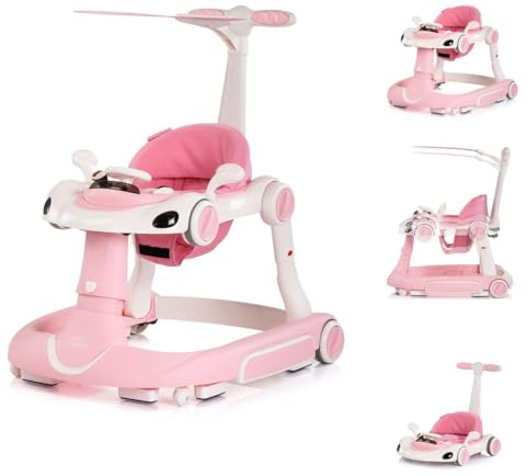 Chipolino Lauflernhilfe Happy Walker 5 in 1 Schaukelfunktion Musik Lichter Räder rosa