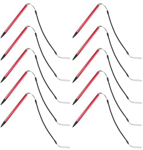 Stylet Résistif pour Écriture Manuscrite Lot de 10 Rouge | Aluminium Cuivre Abs, pour Dessin et Voyage, Usage Tablette, Format Léger et Portable