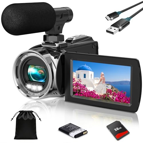 YOTOMIGUO Video Camera Camcorder, 4K Digital YouTube Vlogging Camera Recorder, Video Camera 3.0 Inch LCD 270 Rotatable Degrees IPS Screen with Batteries & SD card