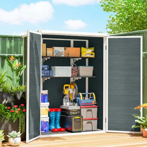 Outsunny Caseta de Jardín Exterior con Suelo 0,81 m² 134x68,5x170 cm Gris