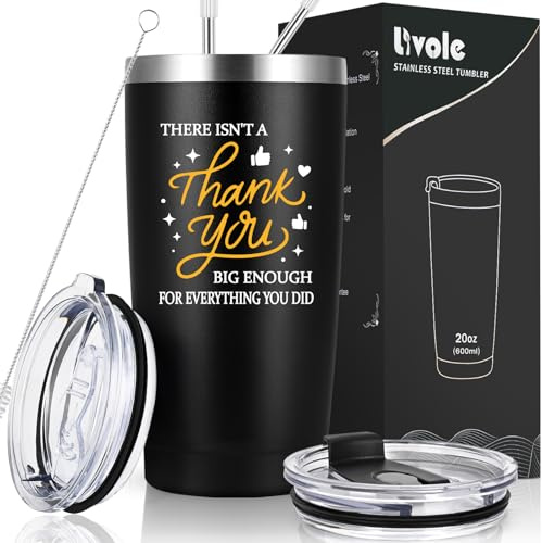 Livole Thank You Teacher Gifts for Men, 20oz Stainless Steel Travel Coffee Mug, There Isn’t A Thank You Big Enough for Everything You Did, Male Teacher Thank You Gifts