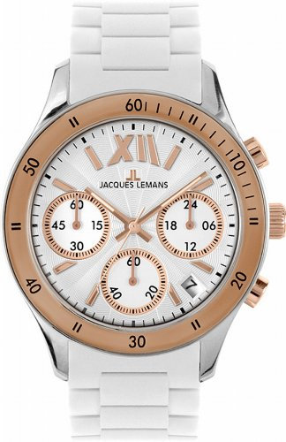 Jacques Lemans Unisex-Uhr Chronograph Quarz mit Silikonarmband – 1-1586R