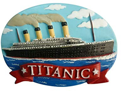 Sg Titanic Blauer Himmel-Hintergrund, ovaler Kühlschrankmagnet aus Kunstharz.