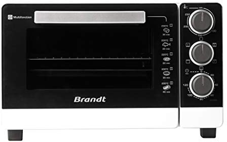 BRANDT FC215MW - Mini-four à Poser – 1380 W – 5 Modes de Cuisson sur 3 Niveaux : Chaleur Tournante, Convection Naturelle, Grill, Grill Ventilé et Sole – Accessoires : Pince, Lèchefrite, Grille
