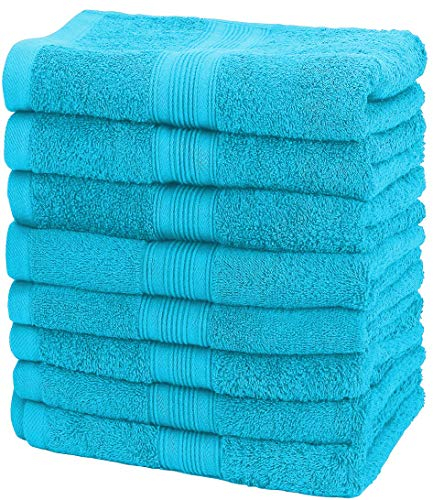 NatureMark 8er Pack Handtücher, 100% Baumwolle, 50 x 100 cm, Handtuch Set Türkis