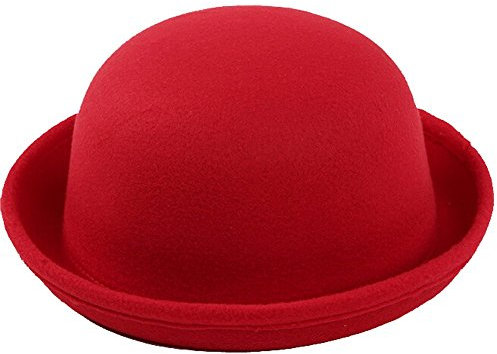 ZUMUii Butterme Enfants Rouleau Brim Dura Cloche Chapeau Melon d'hiver Feutre Chapeau Fedora Billycock Rouge