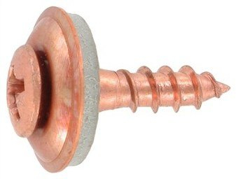 Spenglerschrauben 2tlg. mit Dichtscheibe 15 mm, Art. 9167 A2-Kupfer 4,5X30 Z mm, Paket â 100 Stück
