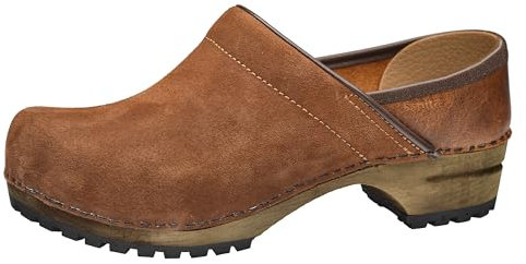 Sanita | Nanna Geschlossener Clog | Original hangemacht | Lederclog mit Holzsohle für Damen | Braun | 37