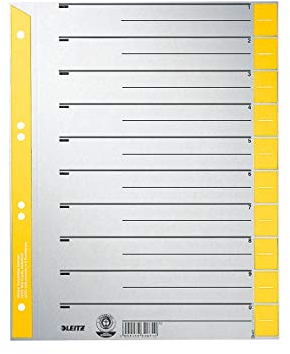 Leitz 16520015 Trennblatt, A4, Karton, farbig bedruckt, gelb