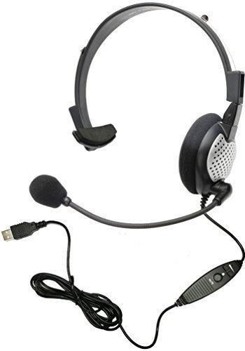 Andrea Communications NC-181VM - Auriculares USB monoaurales para computadora con micrófono con cancelación de Ruido, Controles de Volumen/Silencio en línea, Tarjeta de Sonido Externa integrada y