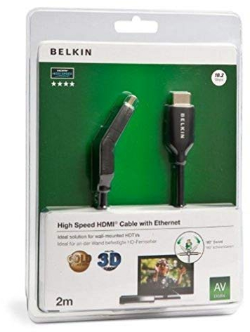 Belkin 2m HDMI Cable Male/Male Dual Swivel with Ethernet Gold Plated - Black