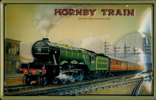 Buddel-Bini Versand Blechschild Nostalgieschild Hornby Train LNER England Eisenbahn Dampflok Schild