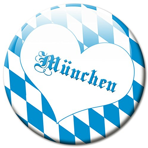 Kühlschrankmagnet Stadt München Raute mit Herz Geschenk Magnet Fan Städte Souvenir für Magnettafel stark groß Ø 50 mm