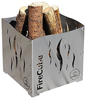 FIAP FireCube Active Stainless - Cube - Feuerkorb - als Feuerstelle oder Grill - für Garten und Terrasse - Corten-Stahl - Edelstahl-Optik