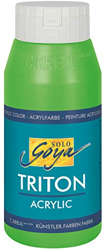 KREUL 17064 - Solo Goya Triton Acrylfarbe fluoreszierend grün, 750 ml Flasche, schnell und matt trocknend, Farbe auf Wasserbasis, in Studioqualität, vielseitig einsetzbar, gut deckend und ergiebig