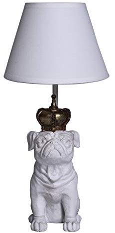 Mops Tischleuchte Vintage weiss Mopskönig Lampe (ohne Leuchtmittel) Carlin Pug Tischlampe Leuchte cw107 Palazzo Exklusiv
