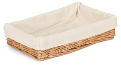 Small Lined Straight-Sided Rectangular Wicker Tray
