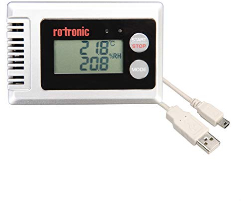 ROTRONIC HL-1D-SET Datenlogger für Feuchte und Temperatur mit Display Hydrolog, grau