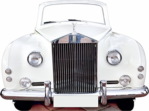 STK Hochzeit Auto 2 x 1,50 m | Photocall Auto Rolls Royce weiß Ideal für Hochzeiten und celebraciones| Photocall sehr robust und elegante| mit zwei peanas für hervorragende Unterstützung