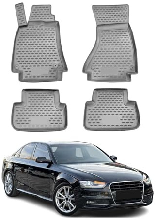 OMAC Fußmatten für Audi A4 B8 Stufenheck Avant Allroad 2009-2016 4tlg Grau | Gummimatten, Automatten, Allwetter, fahrzeugspezifisches Produkt, Antirutsch, 3D-Passform, wasserdicht