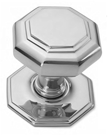 EUROART Solid Heavy Cast Octagonal Centre Door Knob Large (Fixed Knob) in Polished Nickel