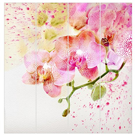 Bilderwelten Schiebegardinen Aquarell Blumen Orchideen - Ohne Aufhängung, 4X 250 x 60cm