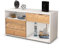 Stil.Zeit TV Schrank Lowboard Alecia, Korpus Weiss matt, Front Holz Design Pinie (92x49x35cm), Push to Open Technik & Leichtlaufschienen
