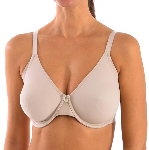 Selene, Reggiseno Contenitivo Donna con Fascia Alta e Ferretto, Cuciture Piatte, Senza Imbottitura, Collezione Eugenia, Colore Terra, Taglia 4C