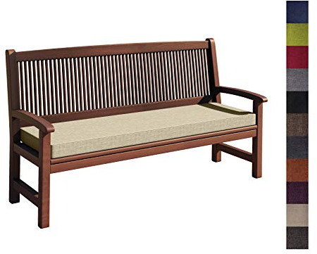 sunnypillow Bankauflage Outdoor - Stuhlkissen mit abnehmbarem Bezug - Sitzkissen für Bank - Bankpolster Polsterauflage Auflage für Gartenbank - 200 x 60 x 5cm - Bankkissen für Gartenmöbel Cremefarben