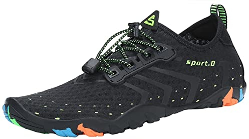 SAGUARO Badeschuhe Damen Herren Wasserschuhe Leicht Schwimmschuhe Schnell Trocknend Atmungsaktiv Strandschuhe Aquaschuhe rutschfeste Outdoor Barfußschuhe für Frauen Männer, Schwarz, 40 EU