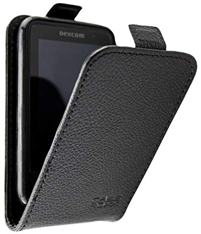 caseroxx Flip Cover für Dexcom G6 Receiver in schwarz – Handy-Tasche mit Kreditkartenfächern & Magnetverschluss aus Kunstleder, schlank & funktional