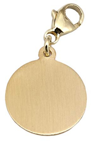 unbekannt Colgante Charm placa de grabado redondo oro 333 14 mm con grabado 8 quilates mosquetón