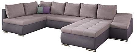 MOEBLO Ecksofa mit Schlaffunktion mit Bettkasten Couch U-Form Polstergarnitur Wohnlandschaft Polstersofa mit Ottomane Couchgranitur - JORMANI U (Rosa+Violett (Soro 61+Soro 65), Ecksofa Rechts)