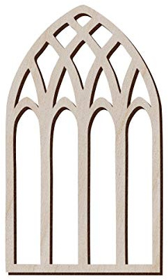 Set di 10 finestre gotiche in legno per artigianato e decorazioni, stile gotico, cornice per finestre da, 7.4x12.7 cm