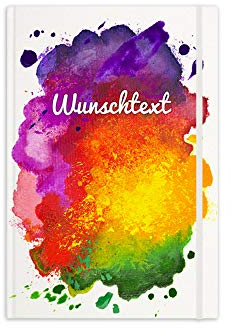 printplanet® - Notizbuch mit Name oder Text selbst gestalten - A5 Tagebuch personalisieren und bedrucken - Motiv: Colorpaint