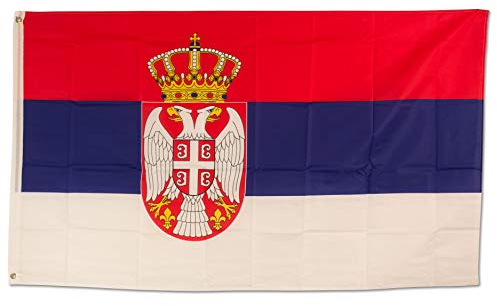 Bundes- und Länderflagge aus wetterfestem Material mit Metallösen, Outdoor Fahne & Flagge (Serbien) 150x90cm